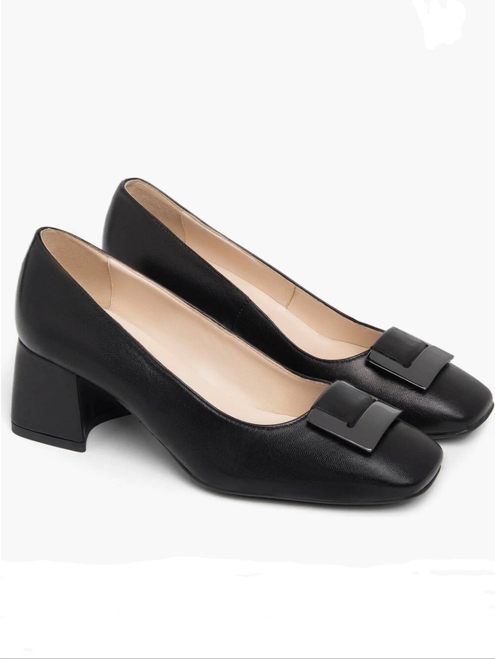 Italian Nerogiardini Leather Buckle Heels
